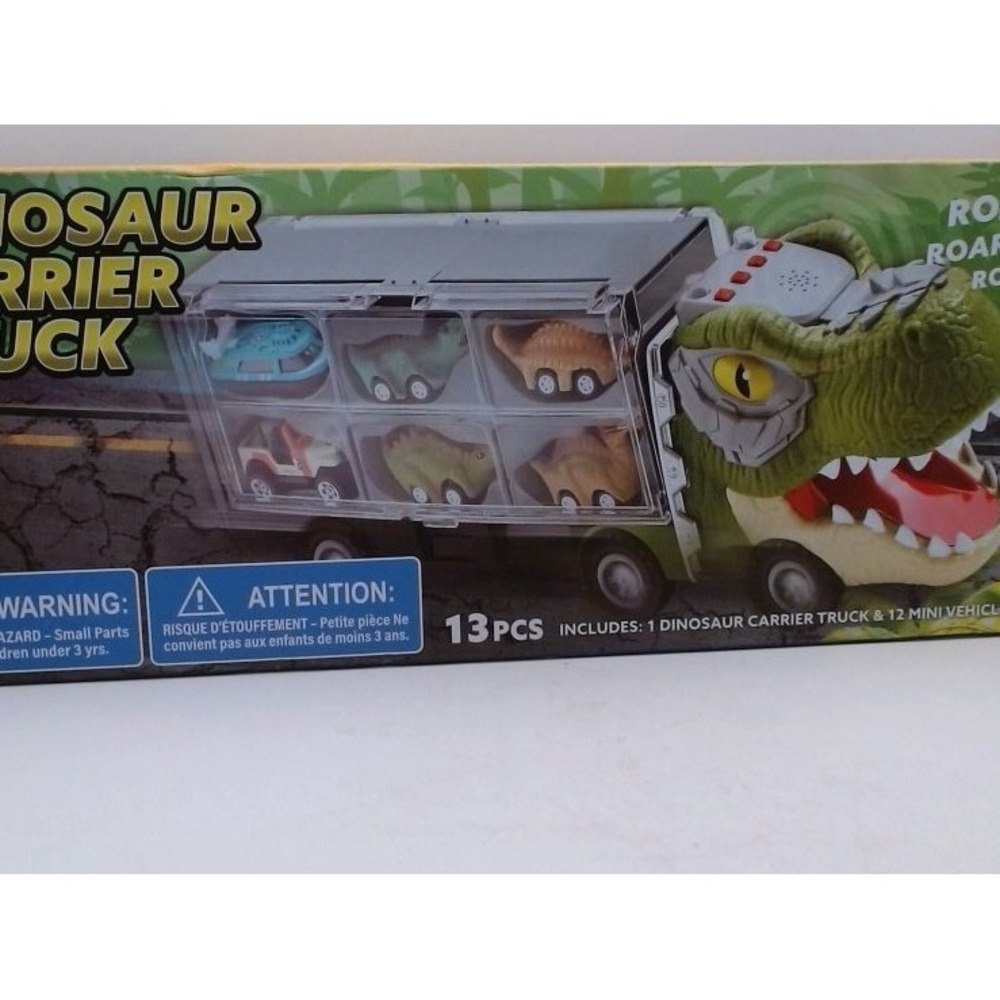 JOYIN - Dinosaur Truck 12 Pull Back Dinosaur Car Vehicle, 13 Pcs, BNIB